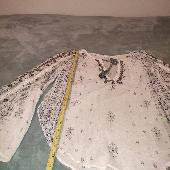 Exquisite Gold Sequin Embroidery Blouse Bell Sleeves Ethnic India Summer Wear - Picture 8 of 12